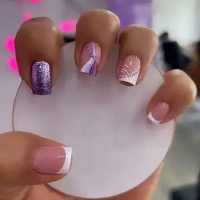 24pcs Square Press on Nails Medium Length Fake Nails