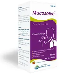 Mucosolve Bromhexine HCl Syrup for Productive Cough Mucolytic - 100 ml