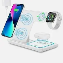 Wireless charger (Fordable) 3 in 1 / white/1 YEAR WARRANTY