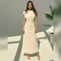 Aloruh New Asymmetric Irregularly Shaped Slim Fit Long Dress - XS