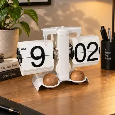 CLOCK Dpofirs Flip Desk Clock, Retro Airplane Flip Clock, 12 Hours Auto Flip Clock, Battery Powered, Page Turning Clock, Tabletop Clock, for Living Room Bedroom Study Office