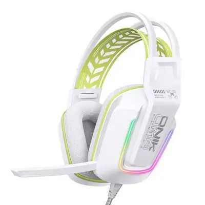 ONIKUMA X13 Wired Gaming Headset – White (RGB Lighting, Built-in Mic, USB & 3.5mm Connection, 2.2m Cable)