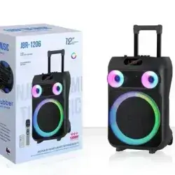 JBR-1206 12 Inch Portable Stereo Bass Wireless Karaoke Speaker with Mic RGB Light Active Woofer Trolley Outdoor DJ Party Speaker
