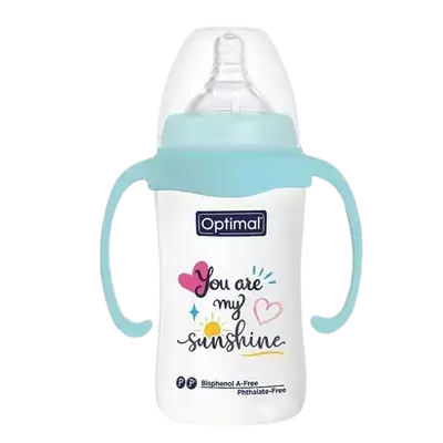 Anti-Colic Wide Round Silicone Nipple 6+ Months Medium Flow BLUE 240ml OPB-1033(B) _ Optimal