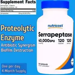 Nutricost, Serrapeptase, Proteolytic Enzyme, 40,000 SPU, 120 Capsule Serrapeptase