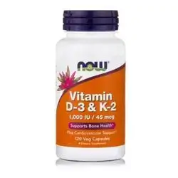 vitamin d-3 & k-2 1,000 iu / 45mcg (supports bone health ) plus cardiovascular support 120capsules , take 1 capsule 1 to 2 times daily with food .