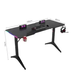 Gaming Desk RGB D2208 Black - 100cm x 60cm