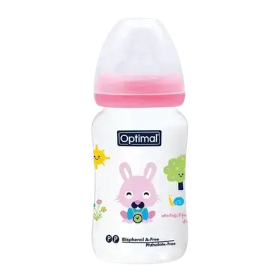 P.P Wide Neck Feeding Bottle 2 From 6-18 Months PINK 240ml OPB-1032(P) _ Optimal