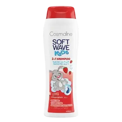 Soft Wave Kids 2in1 Shampoo Strawberry 400ml _ Cosmaline