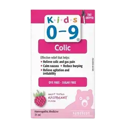Kids 0-9 Colic Drops Dye-Free/Sugar-Free Raspberry Flavor 25ml _ HOMEOCAN