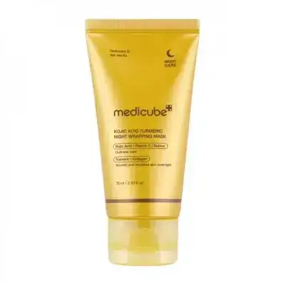 Medicube Turmeric Overnight Wrapping Peel Off Mask - Nourishes dull, uneven skin with hydrolyzed collagen for glowing skin and improved elasticity. Korean skincare