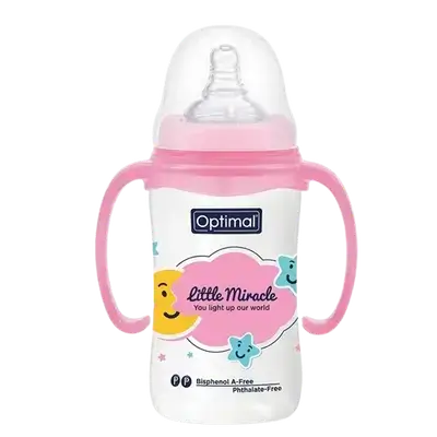 Anti-Colic Wide Round Silicone Nipple 6+ Months Medium Flow PINK 240ml OPB-1033(P) _ Optimal
