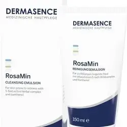 DERMASENCE RosaMin Cleansing Emulsion 150 ml, Gentle facial cleanser for redness, fragrance-free, soap-free, ideal for sensitive skin and rosacea, makeup remover, moisturizing, vegan