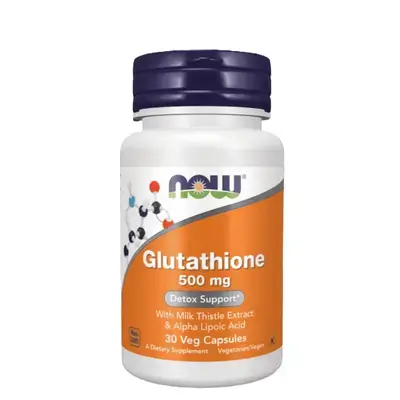 Now Glutathione 500mg Detox Support 30 Vegan Capsules