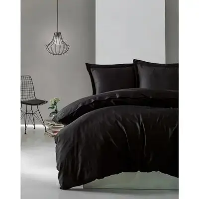 Asir Cotton Box Elegant Saten Claret Black Double Person Linen Fitted