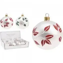 Koopman Xmas Ball 80Mm Leaves 2Ass