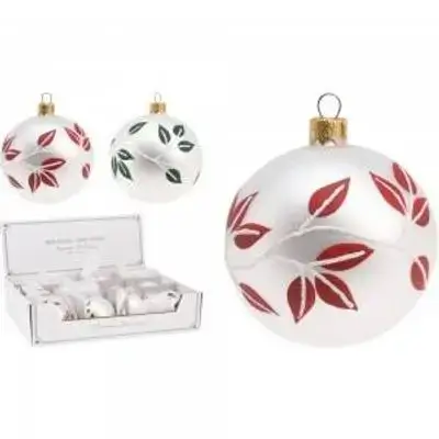 Koopman Xmas Ball 80Mm Leaves 2Ass