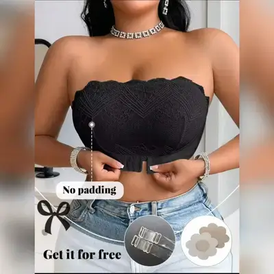 MIMILEMON Black Front Button Thin Padded Bra - 3XL
