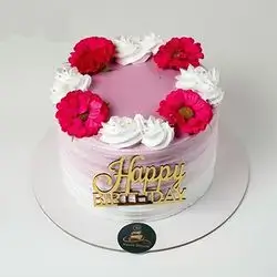 Vanilla Birthday Cake with Cream Decoration - K6