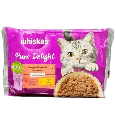 Whiskas Pure Delight Meat Selection Wet Cat Food in Jelly 4x85g