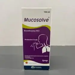 mucosolve bromhexine hcl (productive) cough alcohol & sugar free strawberry flavor 100ml