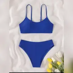 SHEIN Teen Girls Solid Bikini Set Summer Beach - 12-13 Years
