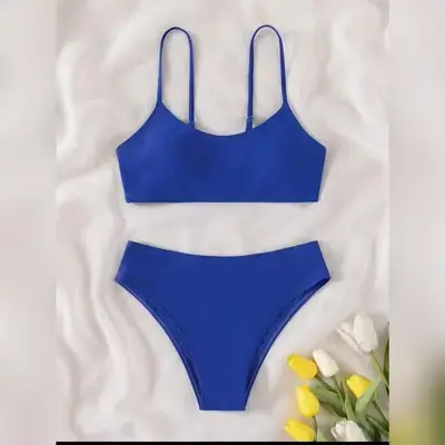 SHEIN Teen Girls Solid Bikini Set Summer Beach - 12-13 Years