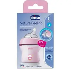Chicco Natural Filling Plastic Bottle 150 ml + 0 month rose transparent |