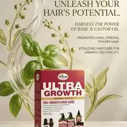 Difeel Ultra Growth with Basil & Castor Oil Pro-Growth Hair Care Set • Pro-Growth Shampoo: 354.9 ml / 12 fl oz • Pro-Growth Conditioner: 354.9 ml / 12 fl oz • Premium Hair Oil: 75 ml / 2.5 fl oz • Premium Hair Mask: 340 g / 12 oz