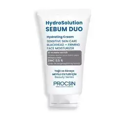 hydrosolution sebum duo hydrating cream for oily acne prone skin helps provide thorough care and a detox effect for your skin whith supplementary zinc ingredient . 50ml _ procsin