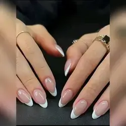 24pcs Long Almond French Style Full Cover Fake Nail Kit
