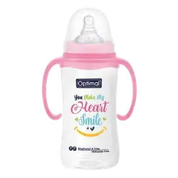 Anti-Colic Wide Round Silicone Nipple 6+ Months Medium Flow PINK 300ml OPB-1031(P) _ Optimal