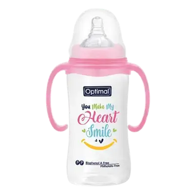 Anti-Colic Wide Round Silicone Nipple 6+ Months Medium Flow PINK 300ml OPB-1031(P) _ Optimal
