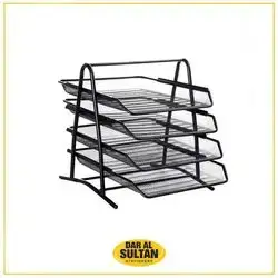Sliding Wire Mesh4 -Tier File Desk Letter Office Stackable Document Paper Desk Organizer