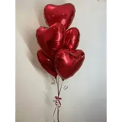 Heart-Shaped Helium Balloon, Non-Flammable Helium, 5 Balloons