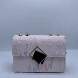 Pink Geometric Quilted Crossbody Bag