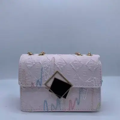 Pink Geometric Quilted Crossbody Bag