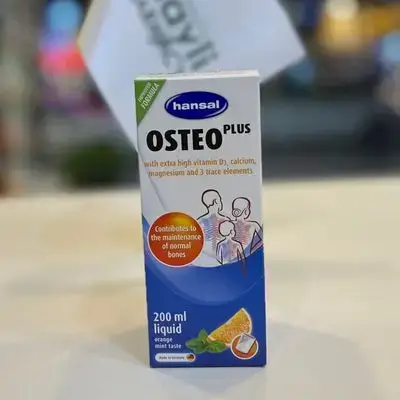 Osteo Plus with high Vitamin D3, Calcium, Magnesium, and 3 Trace Elements 200ml Liquid HANSAL Orange Mint Taste