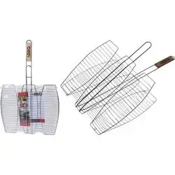 Bbq Fish Frill For 3 Fish 42 x 66 Cm Silver