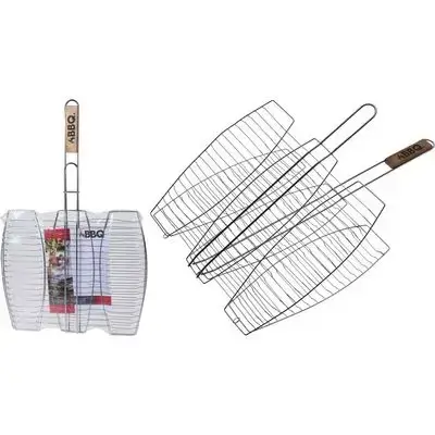 Bbq Fish Frill For 3 Fish 42 x 66 Cm Silver