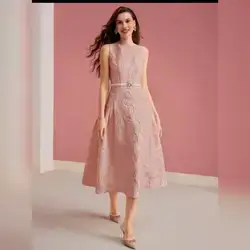 MOTF PREMIUM JACQUARD FIT & FLARE DRESS - XS