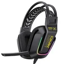 ONIKUMA X13 RGB Wired Gaming Headset | USB + 3.5mm | RGB Lighting | 50mm Driver | Inline Controls Mic - Black
