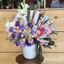 Candy and Purple Flower Vase