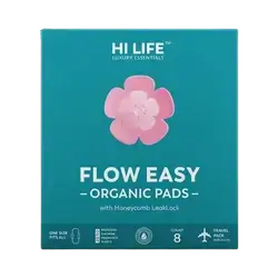 Flow Easy Organic Pads With Honeycomb Leak Lock One Size Fits All 8 Pcs _ HI LIFE