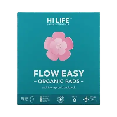 Flow Easy Organic Pads With Honeycomb Leak Lock One Size Fits All 8 Pcs _ HI LIFE