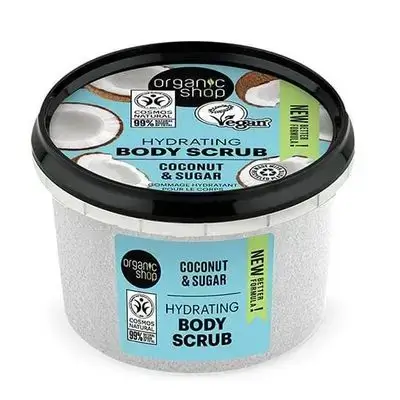 Organic Shop by Natura Siberica Hydrating Body Scrub with Coconut & Sugar, 250ml//مقشر الجسم المرطب من ناتورا سايبريكا، بجوز الهند والسكر، من أورجانيك شوب، 250 مل