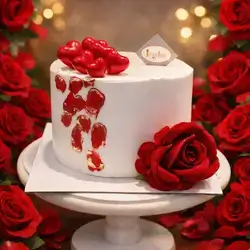 Valentine’s Cake Inside Chocolate Rose and Hearts Model