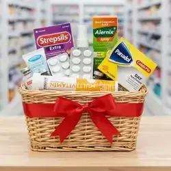 1 packet Strepsils extra +1 panadol (cold&flu)day +1 multivitamin effervescent +1 alernix(xylo) spray