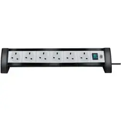 Premium Office Line Extension Lead 6 Way 3M Black-Grey