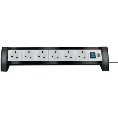 Premium Office Line Extension Lead 6 Way 3M Black-Grey
